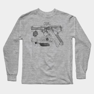 WW2 Luger P08 Weapon Blueprint Long Sleeve T-Shirt